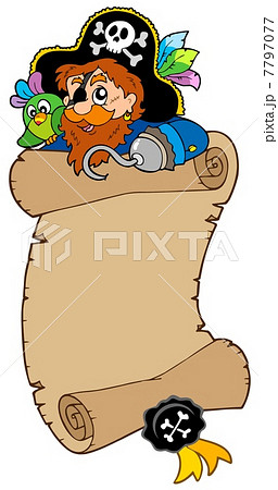 Scroll with pirate and parrot 7797077