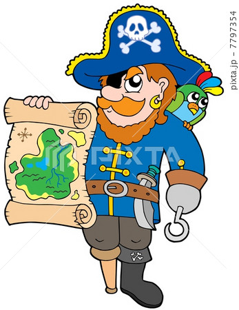 Pirate with treasure map 7797354