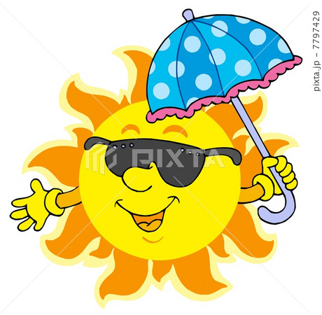 Sun in sunglasses with umbrella Sun in sunglasses with umbrella 7797429
