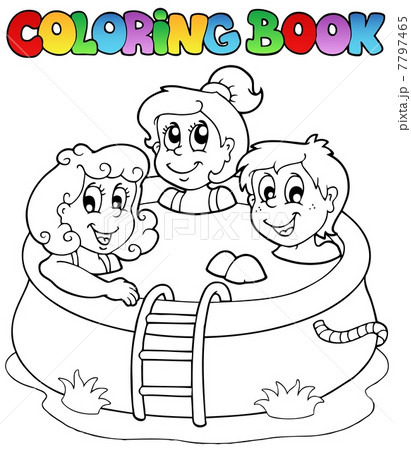 Coloring book with kids in pool Coloring book with kids in pool 7797465