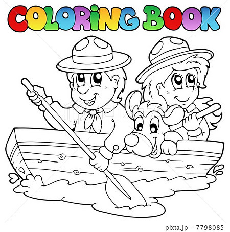 Coloring book with scouts in boat Coloring book with scouts in boat 7798085