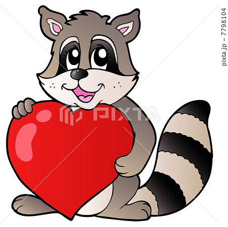 Cute racoon holding heart 7798104