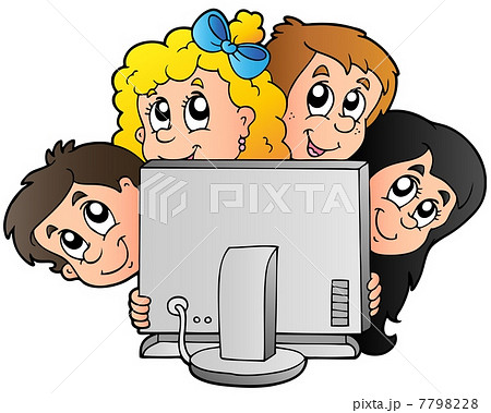 Cartoon kids with computer Cartoon kids with computer 7798228