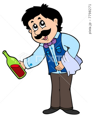 Cartoon waiter serving wine Cartoon waiter serving wine 7798271