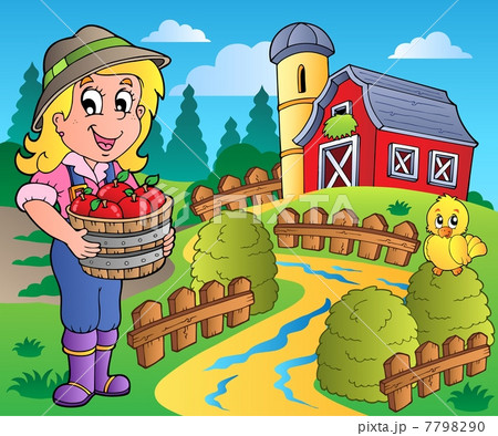 Country scene with red barn 7 7798290