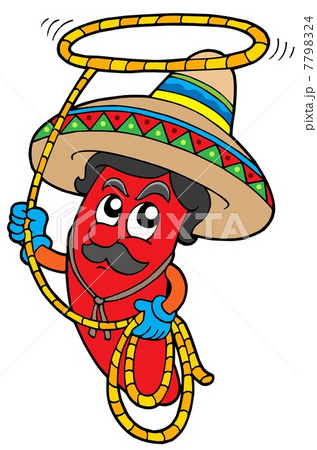 Cartoon Mexican chilli with lasso 7798324