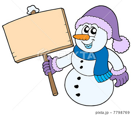 Snowman with wooden sign Snowman with wooden sign 7798769