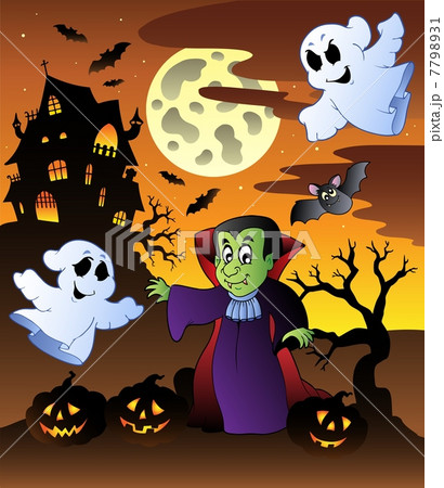 Scene with Halloween mansion 4 7798931