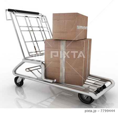 hand truck with two cardboard boxes 7799444