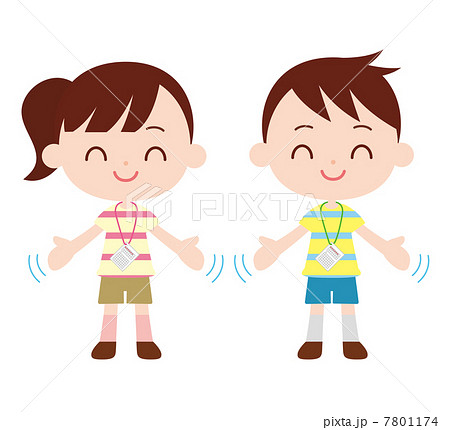 ラジオ体操をする子供のイラスト素材