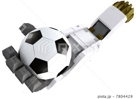 サッカーボール ロボットの手のイラスト素材