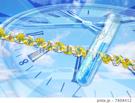 試験管を通るDNA遺伝子情報／実験の時計 7808412