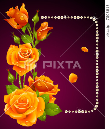 Vector orange rose and pearls frame. Design element. Vector orange rose and pearls frame. Design element. 7808613