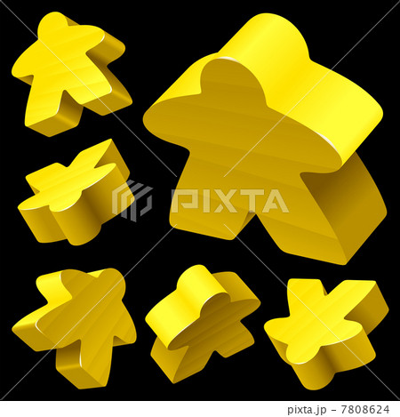 Yellow wooden Meeple vector set isolated on black Yellow wooden Meeple vector set isolated on black 7808624