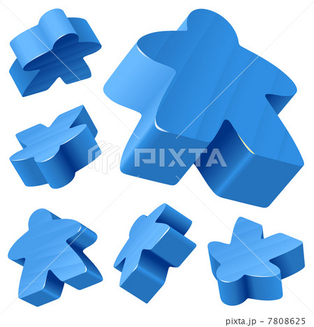 Blue wooden Meeple vector set isolated on white. Blue wooden Meeple vector set isolated on white. 7808625