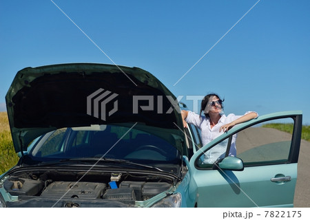 woman with broken car woman with broken car 7822175