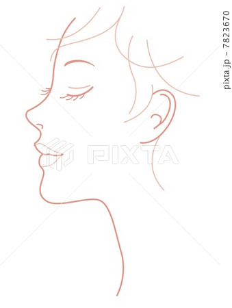 女性 横顔 イラストのイラスト素材
