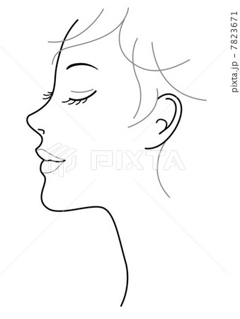 女性 横顔 イラストのイラスト素材