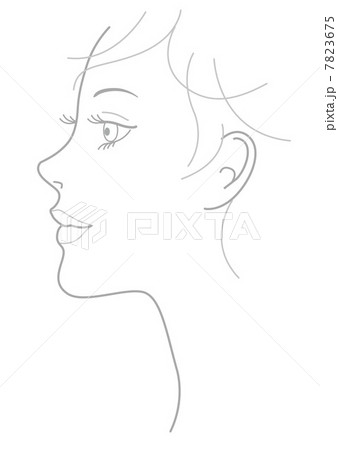 女性 横顔 イラストのイラスト素材
