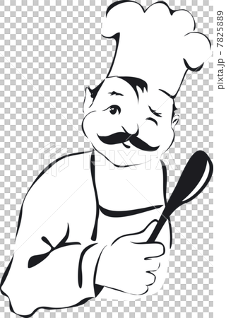 Funny cook with spoon winking. Vector artistic illustration Funny cook with spoon winking. Vector artistic illustration 7825889