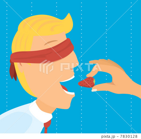 Eating strawberry with eyes covered 7830128