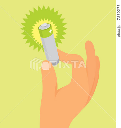 Hand holding green battery 7830273
