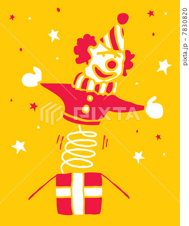 Cartoon clown coming out of a box 7830820