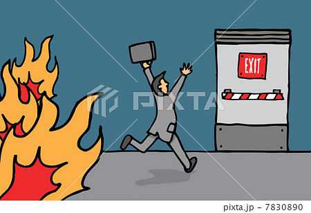 Businessman heading for emergency exit 7830890