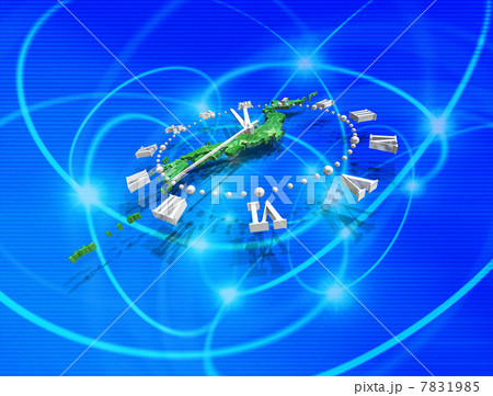 11時59分／ネット空間の日本地図と時計 7831985