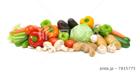 still life of vegetables and mushrooms on a white background still life of vegetables and mushrooms on a white background 7835775