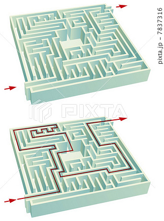 立体迷路と答えのイラスト素材