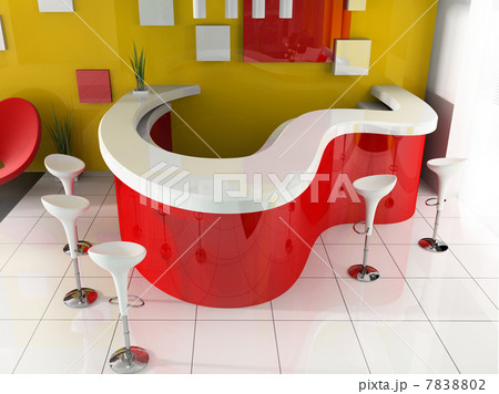 Red reception in modern hotel 7838802