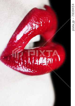 Macro of sensual female lips. Vertical shot. 7839454
