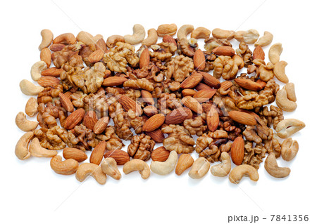 Group of assorted nuts isolated on white background Group of assorted nuts isolated on white background 7841356