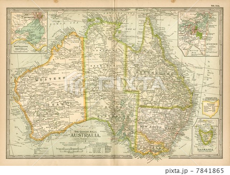 20世紀初頭古地図「オーストラリア」の写真素材 [7841865] - PIXTA