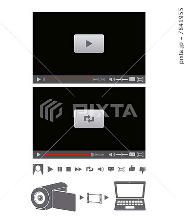 動画共有サイトと動画のアップロードのイラスト素材