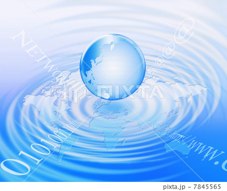 世界地図と渦巻きの中の地球　 7845565