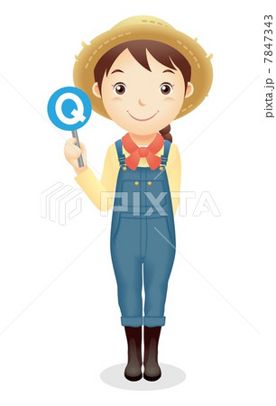 麦藁帽子の女性イラスト 7847343