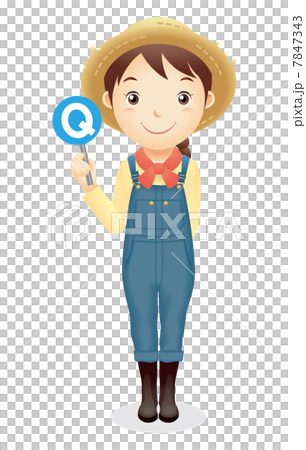 麦藁帽子の女性イラスト 7847343