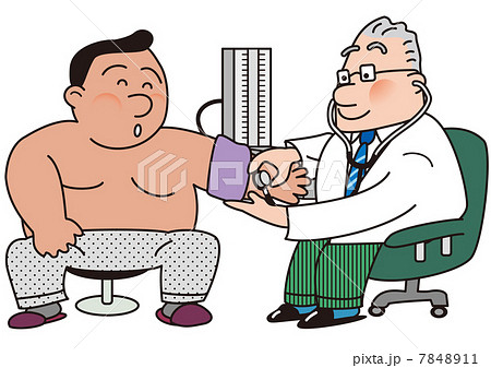 肥満患者の血圧を測る医者  7848911
