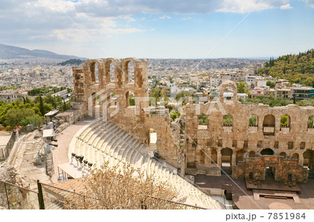 View of the theater Odeon from the Acropolis, Greece 7851984