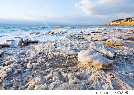 crystalline salt on beach of Dead Sea crystalline salt on beach of Dead Sea 7852009