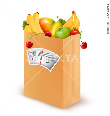 Healthy diet. Fresh food in a paper bag. Vector illustration. 7856893
