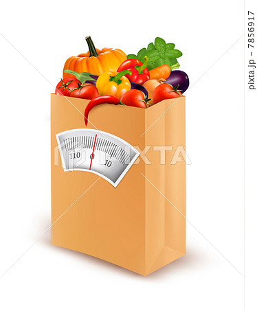 Healthy diet. Fresh food in a paper bag. Vector illustration. 7856917
