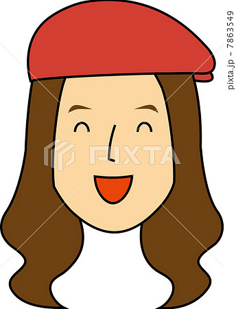 ハンチング帽を被った代女性の笑顔のイラスト素材
