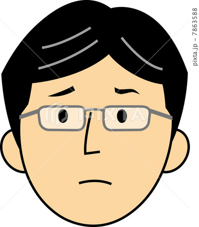 不安げな40代サラリーマンの顔のイラスト素材