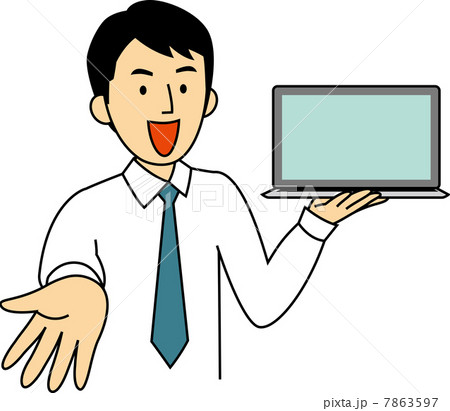 スマートフォンを使い説明するサラリーマン 7863597