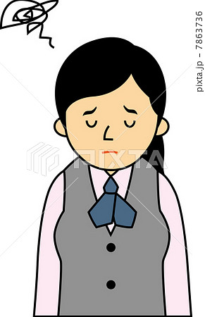 目を伏せて落ち込む30代OL 7863736