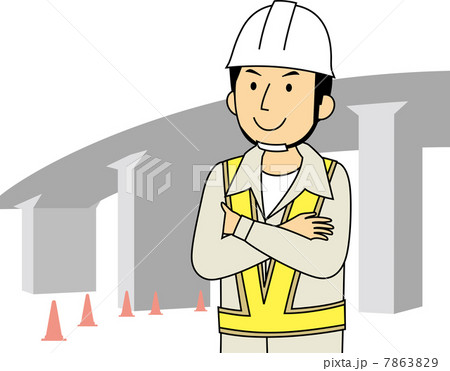 建設現場で笑顔で腕組する作業員 7863829
