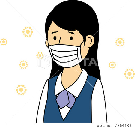 マスクで花粉を予防するOL 7864133